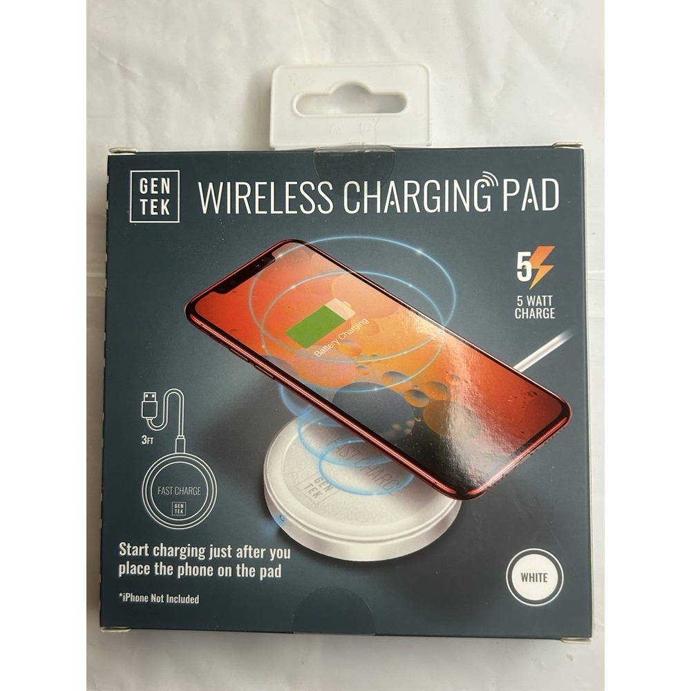 Gen Tek Charging Pad, Wireless W/USB Cable for Mobile Phone White, Brand New‎